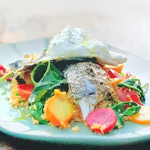 Jamie Oliver roast mackerel and beetroot salad with horseradish sauce recipe on Jamie: What to Eat This Week