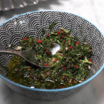 Briony May Williams chimichurri with carrot tops recipe on Morning Live