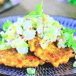 Shivi Ramoutar sweetcorn and courgette fritters on Jimmy and Shivi’s Farmhouse Breakfast