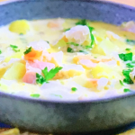 Dermot O’Leary Irish chowder with smoked bacon on Dermot O’Leary’s Taste of Ireland