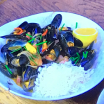 Judy Joo Korean spiced mussels with streaky bacon and rice recipe on James Martin’s Saturday Morning