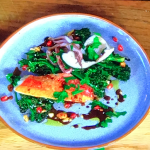 James Martin red mullet with BBQ squid, purple sprout broccoli with a sweet and sharp dressing recipe on James Martin’s Saturday Morning