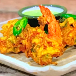 Simon Rimmer King prawn pakoras with herb and yoghurt dipping sauce recipe on Sunday Brunch