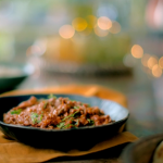 Nadiya Hussain thrifty banana peel curry with tomatoes coriander and rice recipe on Nadiya’s Cook Once Eat Twice