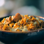 Nadiya Hussain East meets West chicken curry with orzo pasta recipe on Nadiya’s Cook Once Eat Twice