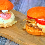 Akis Petretzikis Greek lamb burger with cumin yoghurt and BBQ tahini sauce recipe on Sunday Brunch