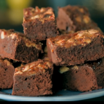 Nadiya Hussain bake ahead brownies with rock salt, caramel and white chocolate recipe on Nadiya’s Cook Once Eat Twice