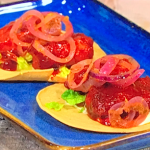 Simon Rimmer halloumi tacos with a spicy Korean BBQ sauce recipe on Sunday Brunch