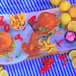 Nisha Katona crunchy nut chicken burgers with cornflakes, Indonesia mayo and radish pickle recipe