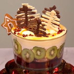 Yvonne Cobb Christmas trifle with black cherries, chocolate, yule log and amaretto recipe on Morning Live