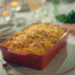 Mary Berry fish pie with prawns, haddock, peas, cheddar cheese and a crispy potato topping recipe on Mary Makes Christmas