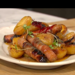 Simon Rimmer pigs in blankets traybake recipe on Sunday Brunch