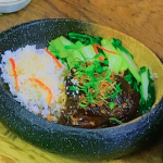 James Tanner Soy Braised Beef Cheeks with Jasmine Rice and Garlic Choy Sum recipe on James Martin’s Saturday Morning