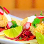 Simon Rimmer air fryer fish tacos with slaw recipe on Sunday Brunch