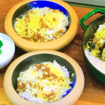 Romy Gill keema pulao with basmati rice and a green apple and mint raita recipe on James Martin’s Saturday Morning