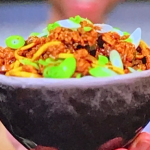 Dean Edwards pork and black bean noodles with green pepper and honey recipe on The Air Fryer Diet: Lose Weight, Cook Fast