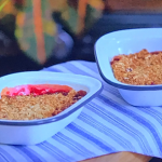 Jenny Tschiesche raspberry crumble with honey, rolled oats and frozen berries recipe on The Air Fryer Diet: Lose Weight, Cook Fast