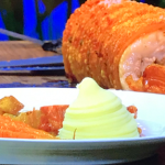 James Martin roast pork with carrots, mashed potatoes and caramelised apple sauce recipe on James Martin’s Saturday Morning