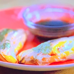 Jenny Tschiesche chicken and pepper spring rolls with rice paper wrapping recipe on The Air Fryer Diet: Lose Weight, Cook Fast