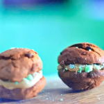 Jamie Oliver mint choc chip whoopie pies with cream cheese and mint chocolate filling recipe on Jamie’s £1 Wonders and Money Saving Meals