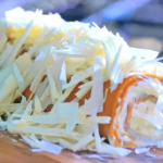 Jamie Oliver rolled carrot cake Swiss roll with lime, ginger and white chocolate recipe