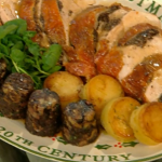 Turkey breast with black pudding and thyme baked potatoes by Bryan Turner on Christmas Kitchen with James Martin 