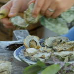 Sizzling Oyster with Tobacco Butter Sauce by Jamie Oliver on Jamie and Jimmy’s Friday Night Feast