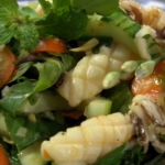 Hot Thai squid seafood salad by the Hairy Bikers in phuket