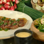 Paul Ainsworth Cornish Steak with oyster mayonnaise with salad on Spring Kitchen with Tom Kerridge