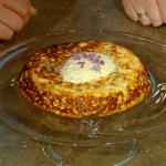 Tom Kerridge double Gloucester cheese flan with Jersey royals on Spring Kitchen 