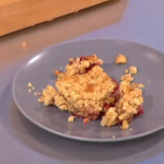 Dean Edwards  nutty summer fruit crumble with strawberries, blackberries and custard recipe on Lorraine