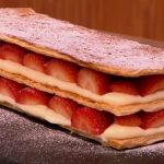 Gino D’acampo Strawberry and white chocolate millefeuille recipe on Let’s Do Lunch with Melanie 