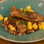 Gino Caribbean spiced monkfish with mango salsa recipe on Let’s Do Lunch