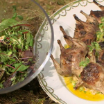 Brian Turner barbecued quail with rosemary and micro herb salad recipe on A Taste Of Britain