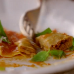Jamie Oliver Bolognese ravioli with a simple tomato sauce recipe on Jamie’s Home Comforts