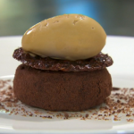 Marcus Wareing warm chocolate custard with caramel ice cream recipe test the fifth group of chefs on Masterchef The Professionals 2014