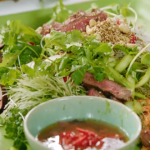 Jamie Oliver seared Asian beef with noodle salad and ginger dressing recipe on 15 Minutes Meals