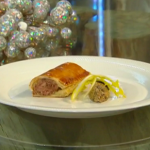 Bryn Williams Game sausage roll with wild mushrooms  recipe on Christmas Kitchen