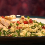 Gino pan fried chicken with pomegranate and cous cous recipe on Let’s Do Christmas