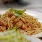 Jamie Oliver saucy prawn pasta recipe  on 15 Minutes Meals 
