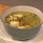 Gino Broccoli and Cauliflower soup with crispy chestnuts winter soup recipe on Let’s Do Christmas