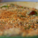 Tom Kerridge sausage and beans casserole with pesto topping recipe on Food and Drink