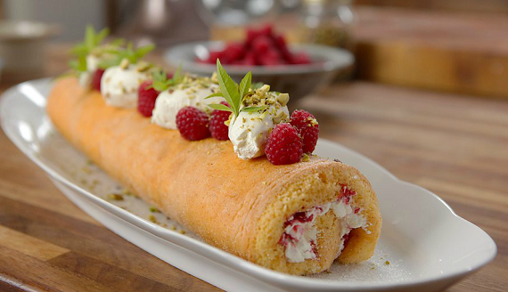 James Martin Swiss roll with raspberry jam recipe on James Martin: Home Comforts - The Talent Zone