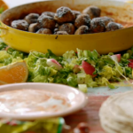 Jamie Oliver Moroccan lamb meatballs tortillas wraps recipe on 15 Minute Meals
