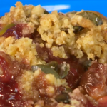 Brian Turner plum Crumble with pink custard recipe on My Life on a Plate