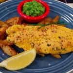 James Tanner fish with potato wedges and mushy peas recipe on Lorraine