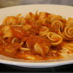 Angela Hartnett 3D printed pasta with tomato sauce on Tomorrow’s Food