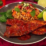 James Tanner Miso-roasted aubergine steaks with noodles recipe on Lorraine