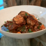 Lorraine Pascale Lamb stew with port, porcini and herby dumplings recipe on Saturday Kitchen