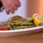 Mary McCartney vegetarian asparagus and pea fritters and kidney bean burgers on This Morning